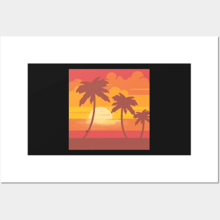 Beach sunset Posters and Art